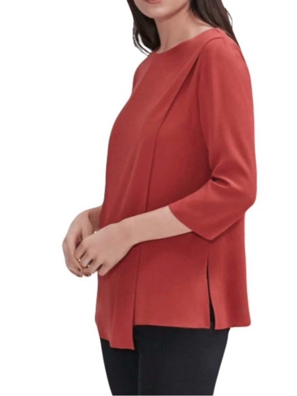 MM LaFleur The Bourgeois Top Womens XL  Burgundy Asymmetric 3/4 Sleeve Blouse